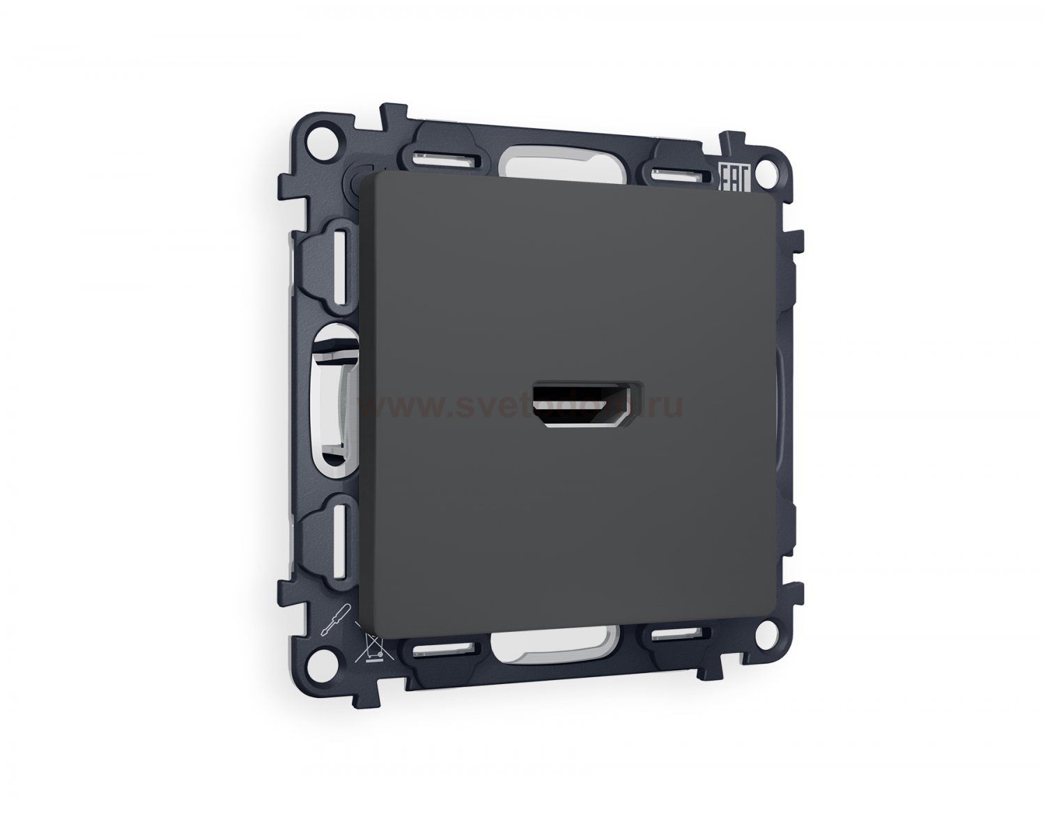 Комплект механизма розетки HDMI 2.0 ALFA MA914010 Графит мягкое касание 40V/500mA 2.0GHz 5-18Gbit/s QUANT Ambrella Volt