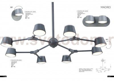 Светильник Crystal lux MADRID AP1 GRAY