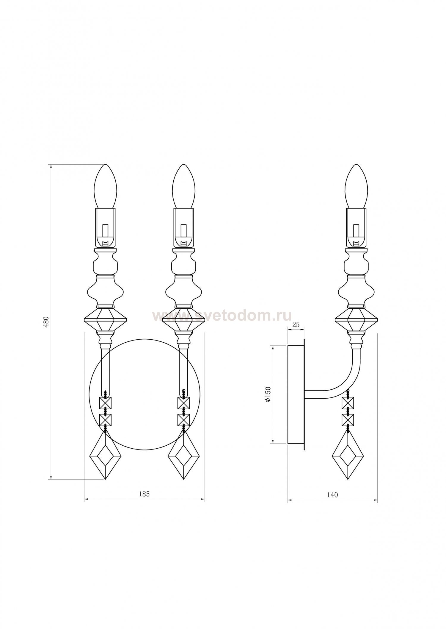 Светильник настенный бра Lucia Tucci MAYA W4450.2 chrome