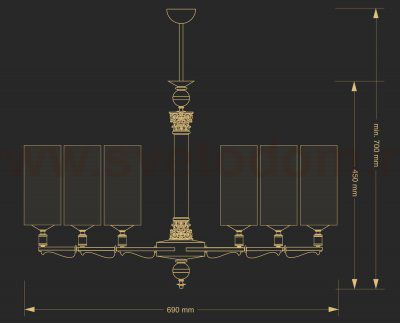 Люстра Kutek MERANO-SZKLANY KLOSZ MER-ZW-6(N)