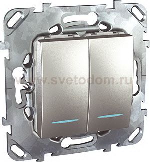 Unica Top Алюминий Выключатель 2-клавишный (сх.5) с подсветкой MGU5.0101.30NZD