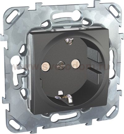 Unica Top Графит Розетка с/з, винтовой зажим MGU5.036.12ZD