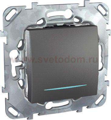 Unica Top Графит Выключатель кнопочный 1-клавишный с подсветкой MGU5.206.12NZD