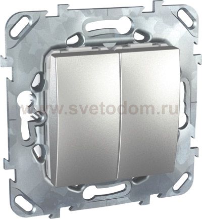 Unica Top Алюминий Выключатель 2-клавишный (сх.5) MGU5.211.30ZD