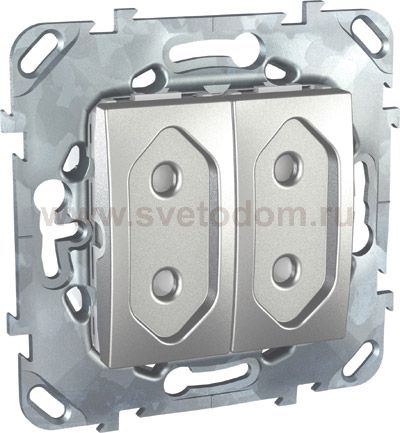 Unica Top Алюминий Розетка 2-ая, б/з, 10А, со шторками, для узких вилок MGU5.3131.30ZD