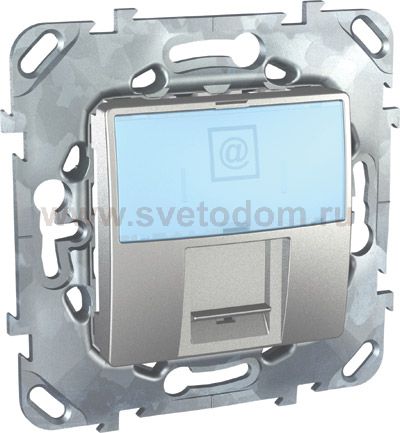 Unica Top Алюминий Розетка комп. 1-ая кат 6 с полем для надписи (RJ45) MGU5.425.30ZD