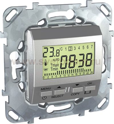 Unica Top Алюминий Термостат электр.программ. 8А (от+5 до +30 град) MGU5.505.30ZD