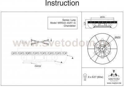 Люстра Maytoni DIA543-CL-06-G Luna