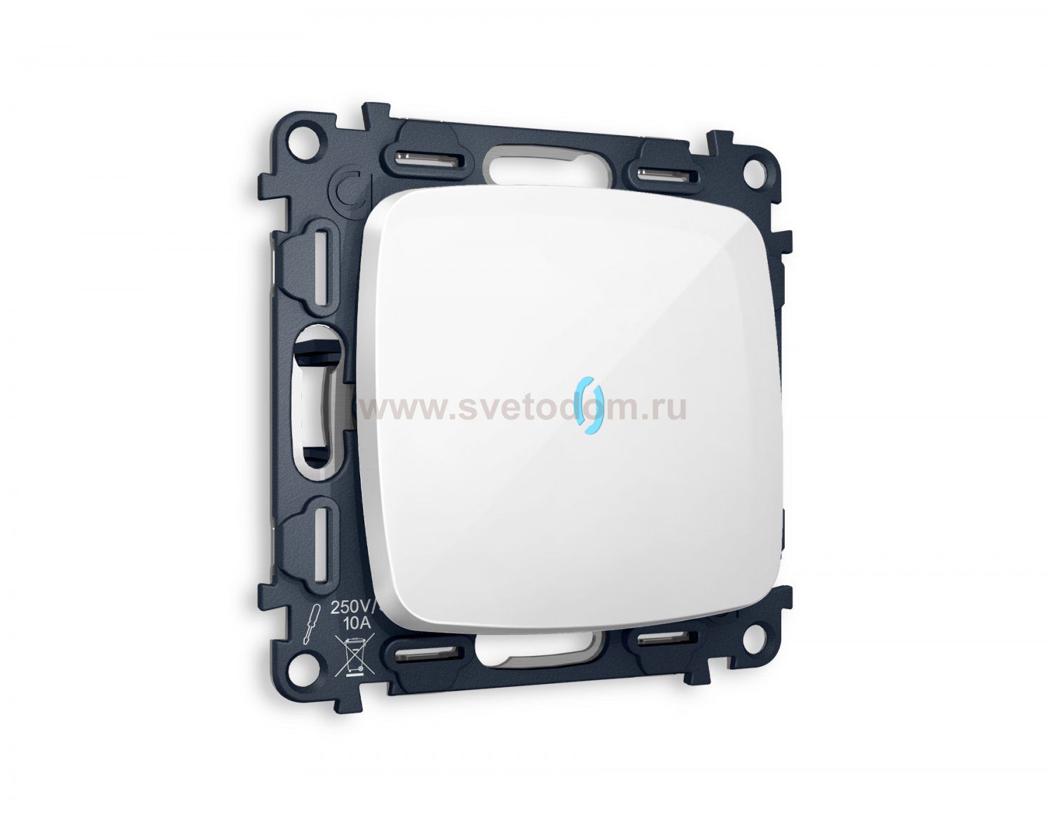 Комплект механизма 1-клавишного выключателя с подсветкой 10000K OMEGA MO102020 Белый глянец QUANT Ambrella Volt