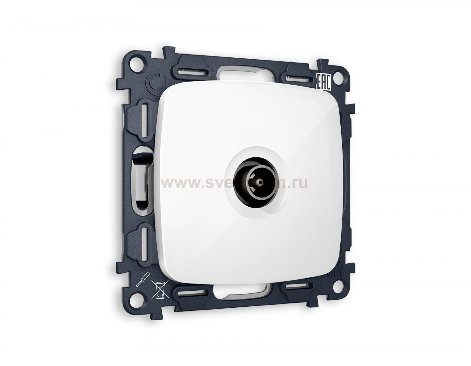 Комплект механизма TV розетки проходной OMEGA MO113030 Белый глянец 5-1000 MHz 4dB QUANT Ambrella Volt