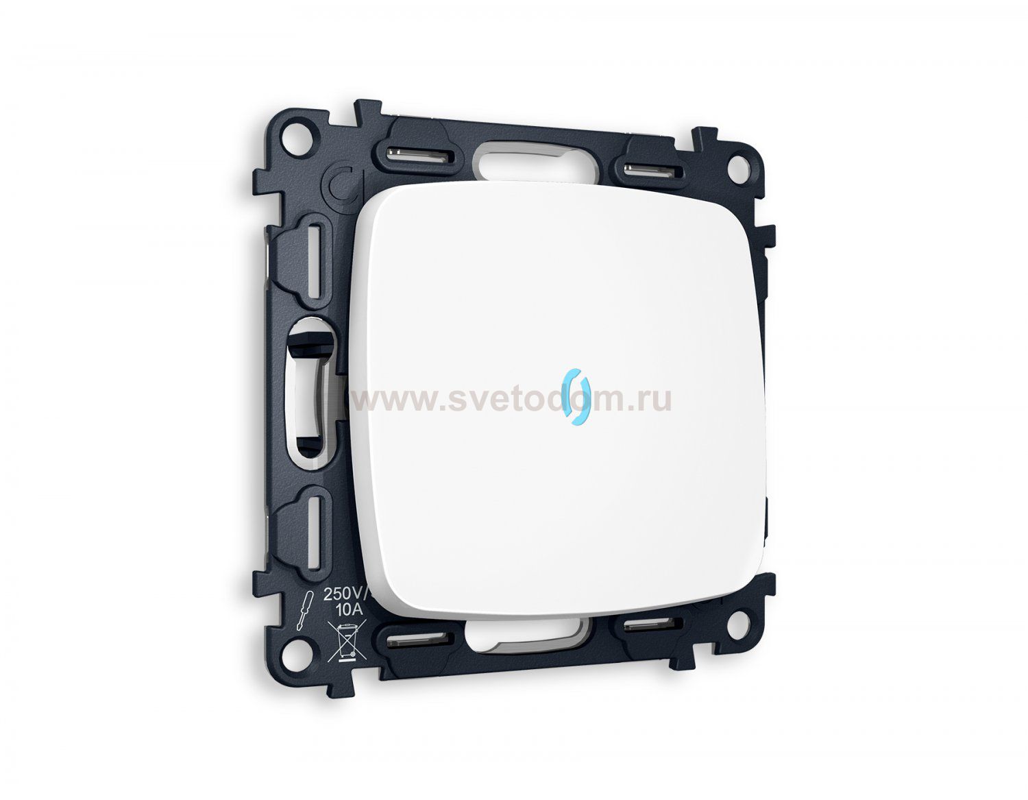 Комплект механизма 1-клавишного выключателя с подсветкой 10000K OMEGA MO122020 Белый матовый QUANT Ambrella Volt