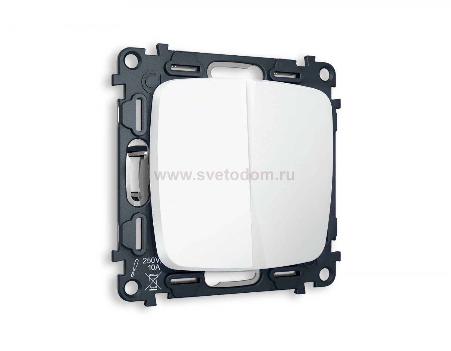 Комплект механизма 2-клавишного проходного выключателя OMEGA MO123020 Белый матовый QUANT Ambrella Volt