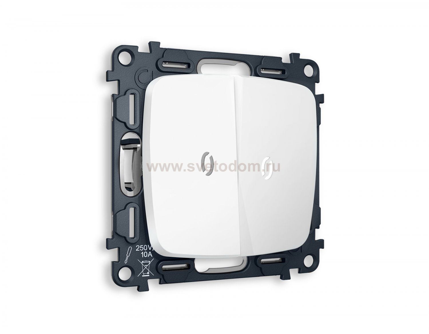 Комплект механизма 2-клавишного выключателя с подсветкой 5600K OMEGA MO124015 Белый матовый QUANT Ambrella Volt