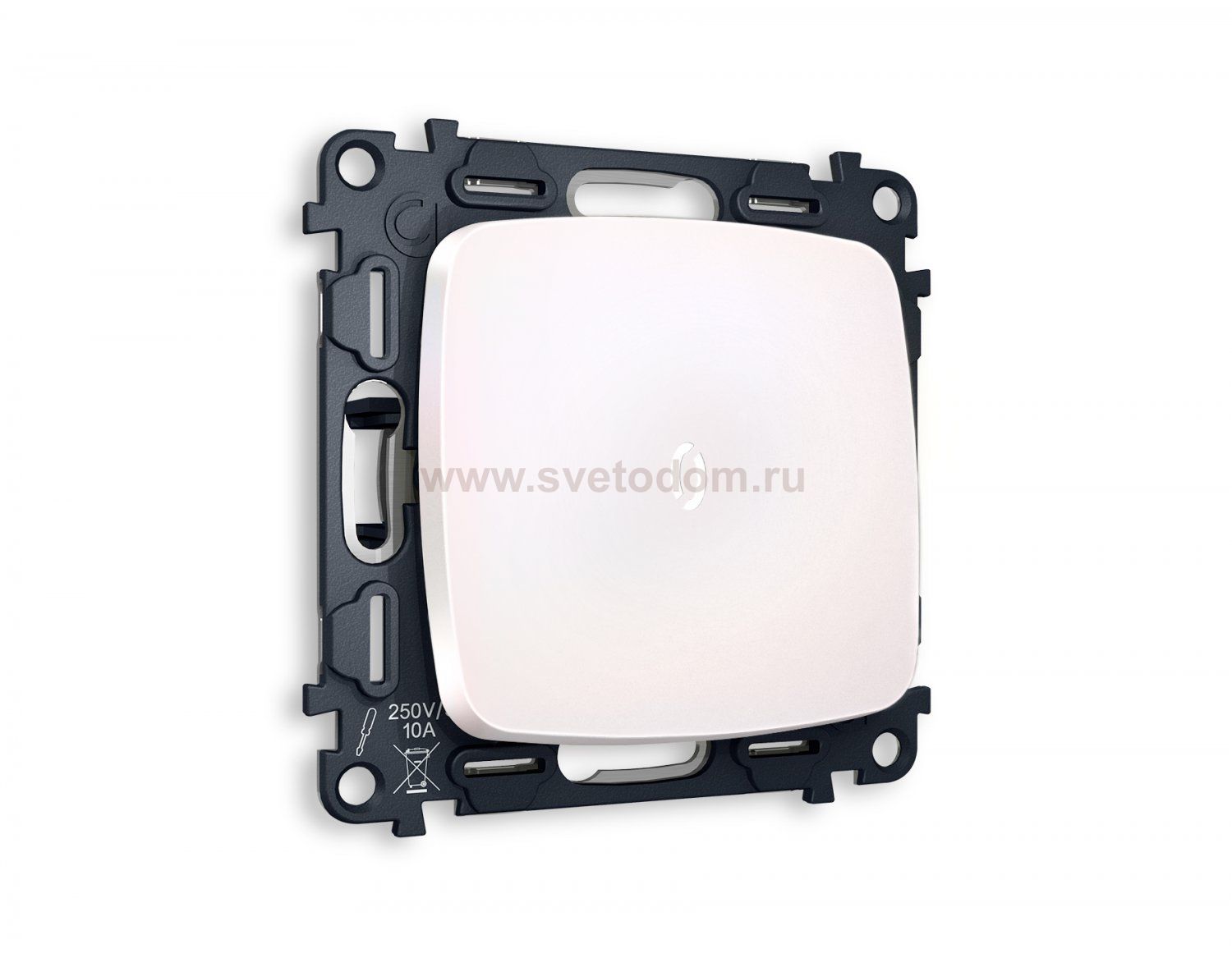 Комплект механизма 1-клавишного проходного выключателя с подсветкой 5600K OMEGA MO202035 Жемчуг  QUANT Ambrella Volt