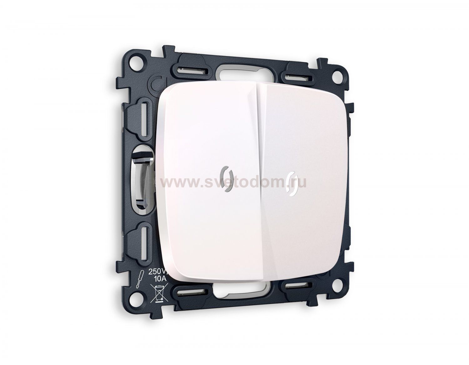 Комплект механизма 2-клавишного выключателя с подсветкой 5600K OMEGA MO204015 Жемчуг QUANT Ambrella Volt