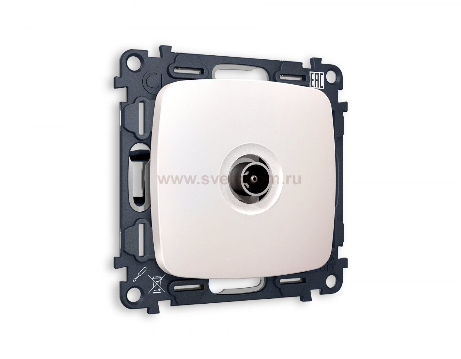 Комплект механизма TV розетки проходной OMEGA MO213030 Жемчуг 5-1000 MHz 4dB QUANT Ambrella Volt