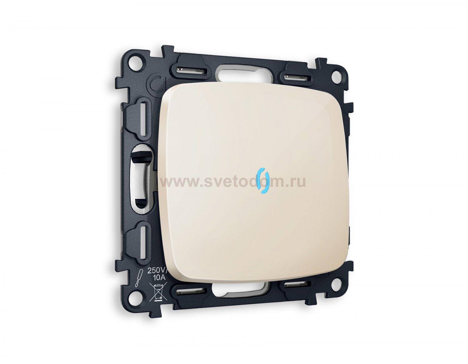 Комплект механизма 1-клавишного проходного выключателя с подсветкой 10000K OMEGA MO302040 Бежевый глянец QUANT Ambrella Volt