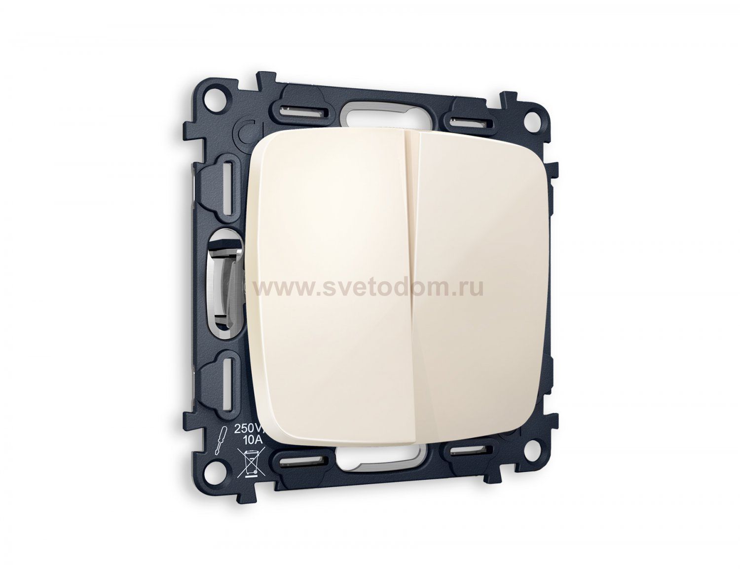 Комплект механизма 2-клавишного выключателя OMEGA MO303010 Бежевый глянец QUANT Ambrella Volt