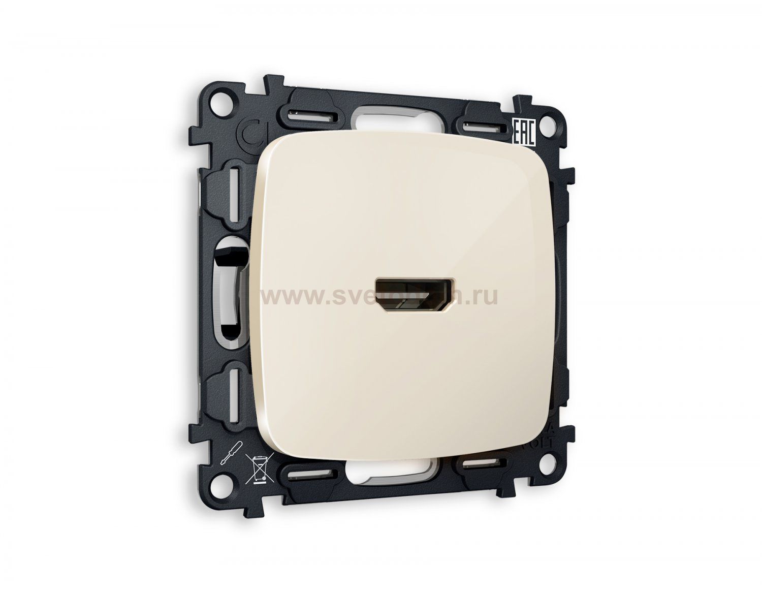 Комплект механизма розетки HDMI 2.0 OMEGA MO314010 Бежевый глянец 40V/500mA 2.0GHz 5-18Gbit/s QUANT Ambrella Volt