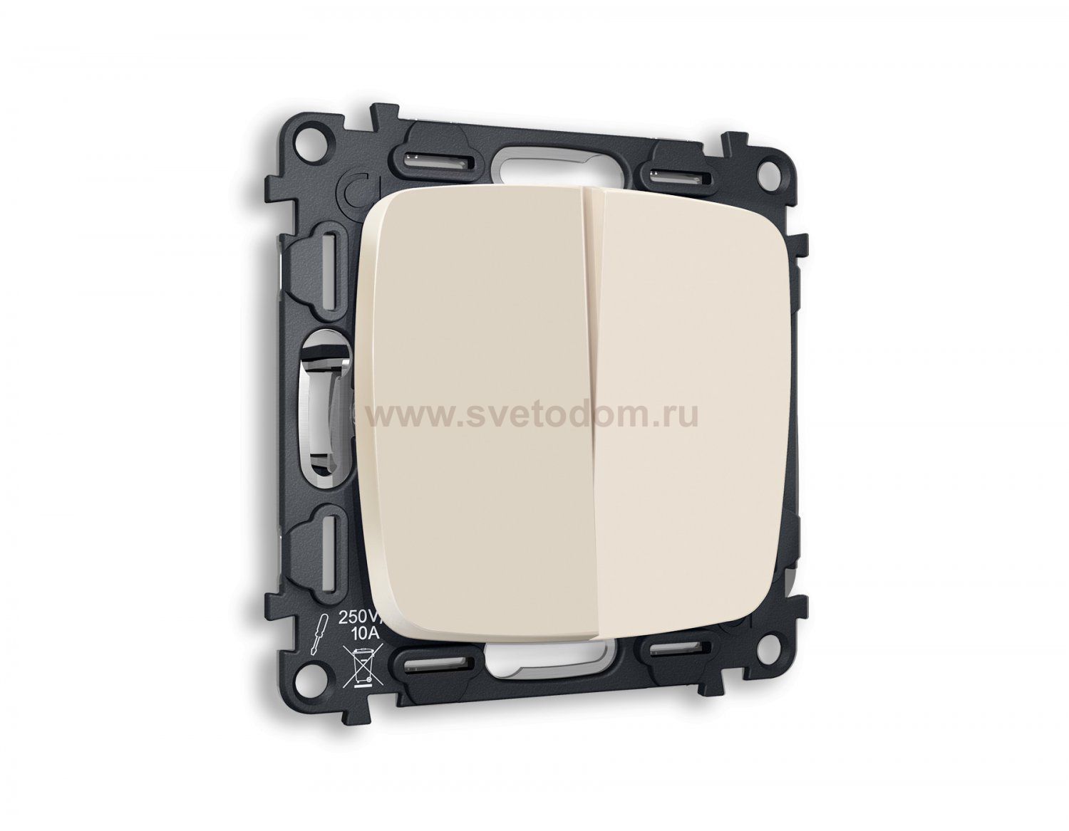 Комплект механизма 2-клавишного проходного выключателя OMEGA MO323020 Бежевый матовый QUANT Ambrella Volt