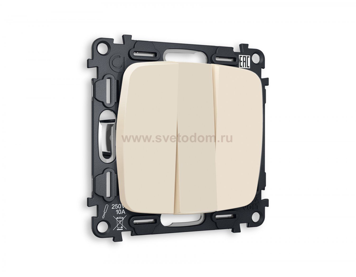 Комплект механизма 3-клавишного выключателя OMEGA MO325010 Бежевый матовый QUANT Ambrella Volt