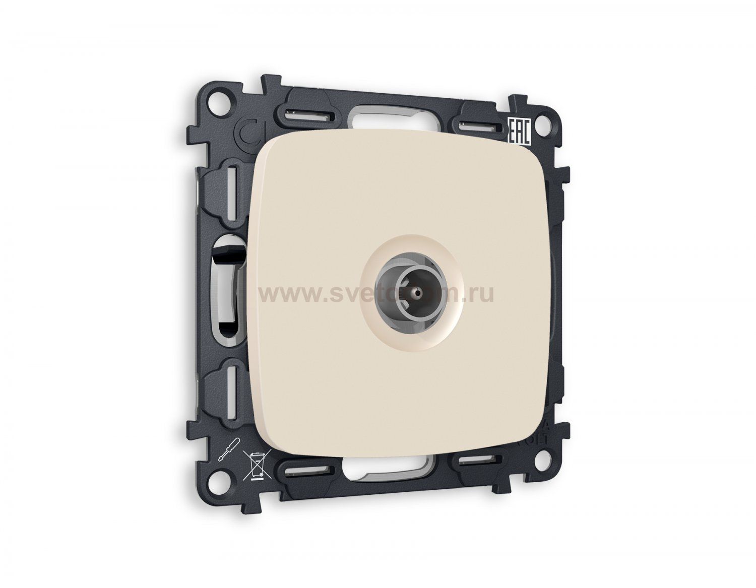 Комплект механизма TV розетки проходной OMEGA MO333030 Бежевый матовый 5-1000 MHz 4dB QUANT Ambrella Volt