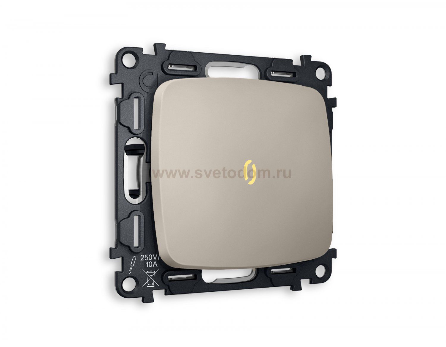 Комплект механизма 1-клавишного выключателя с подсветкой 3200K OMEGA MO362010 Серо-бежевый матовый QUANT Ambrella Volt