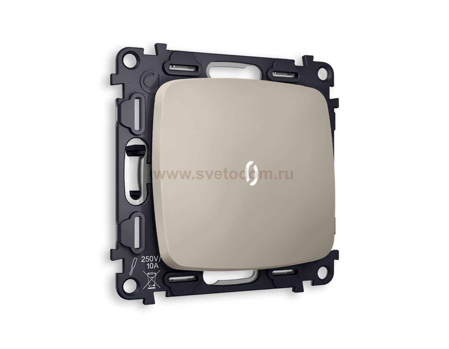 Комплект механизма 1-клавишного проходного выключателя с подсветкой 5600K OMEGA MO362035 Серо-бежевый матовый QUANT Ambrella Volt