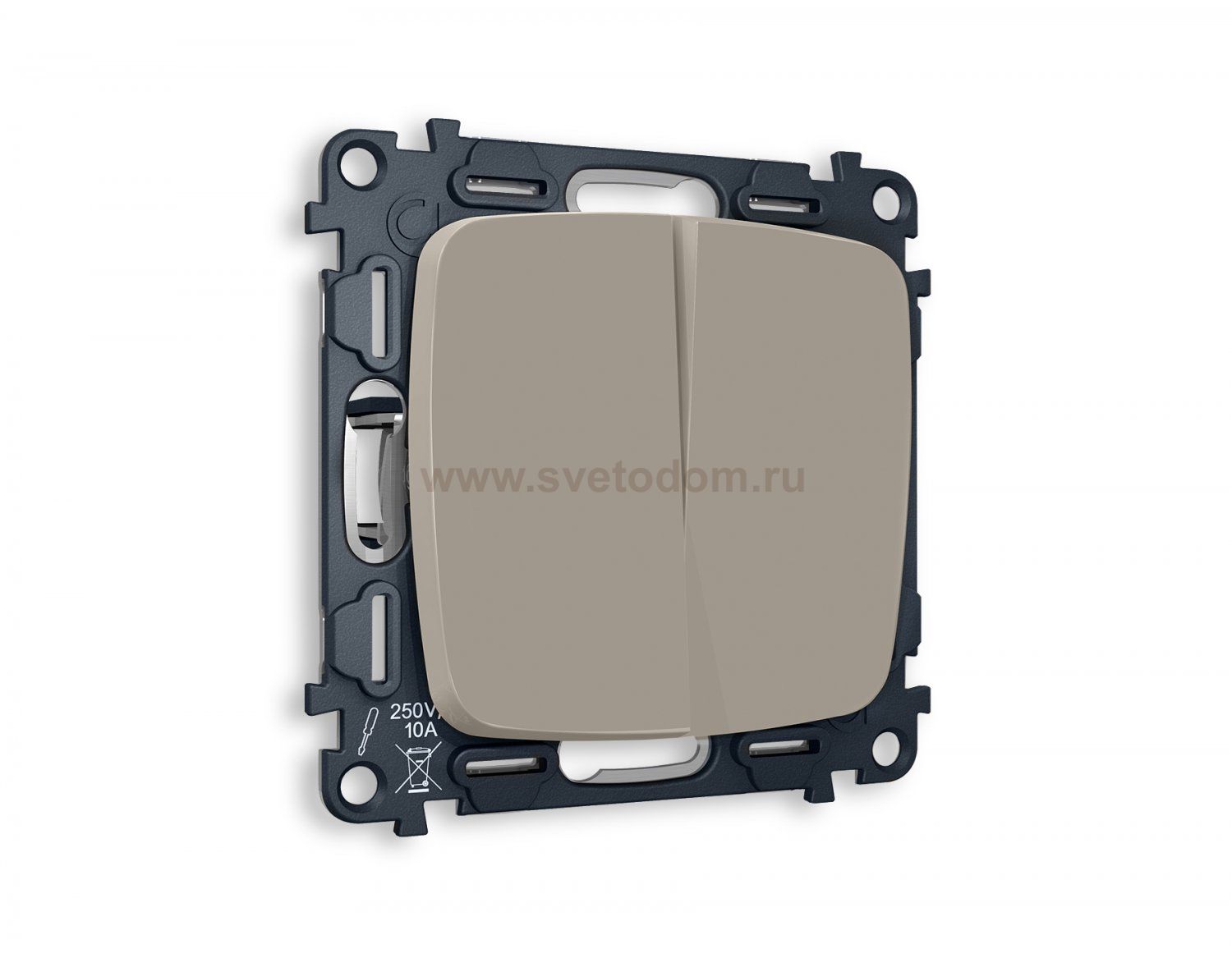 Комплект механизма 2-клавишного выключателя OMEGA MO363010 Серо-бежевый матовый QUANT Ambrella Volt