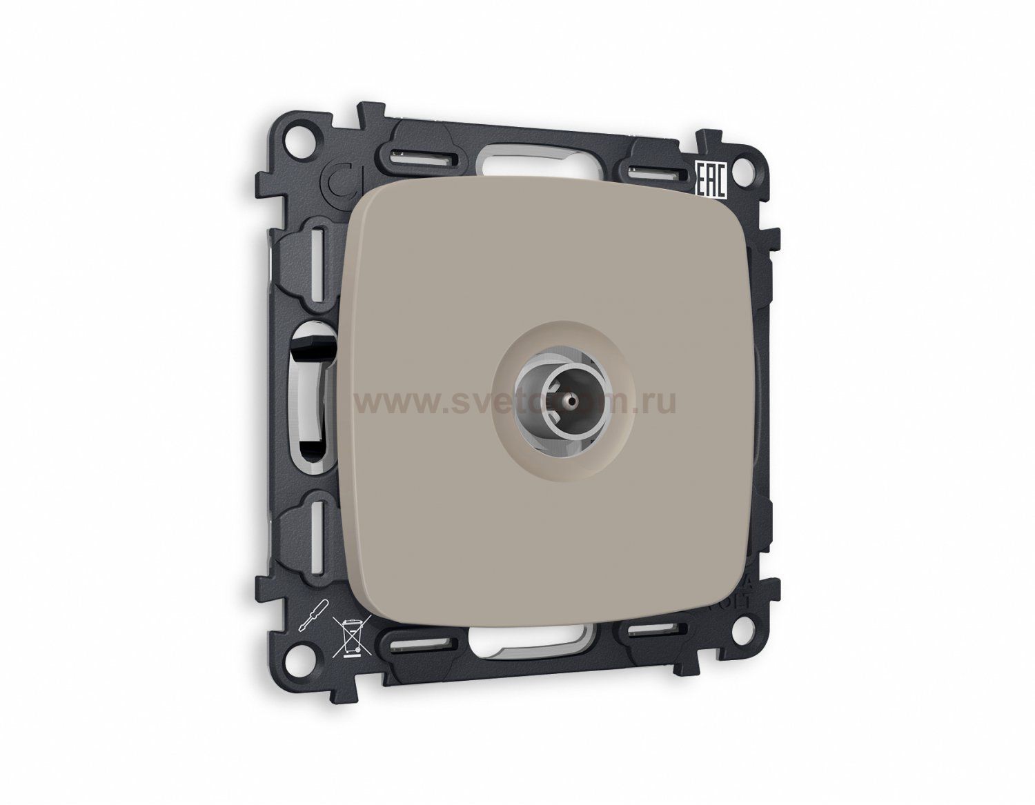 Комплект механизма TV розетки проходной OMEGA MO373030 Серо-бежевый матовый 5-1000 MHz 4dB QUANT Ambrella Volt