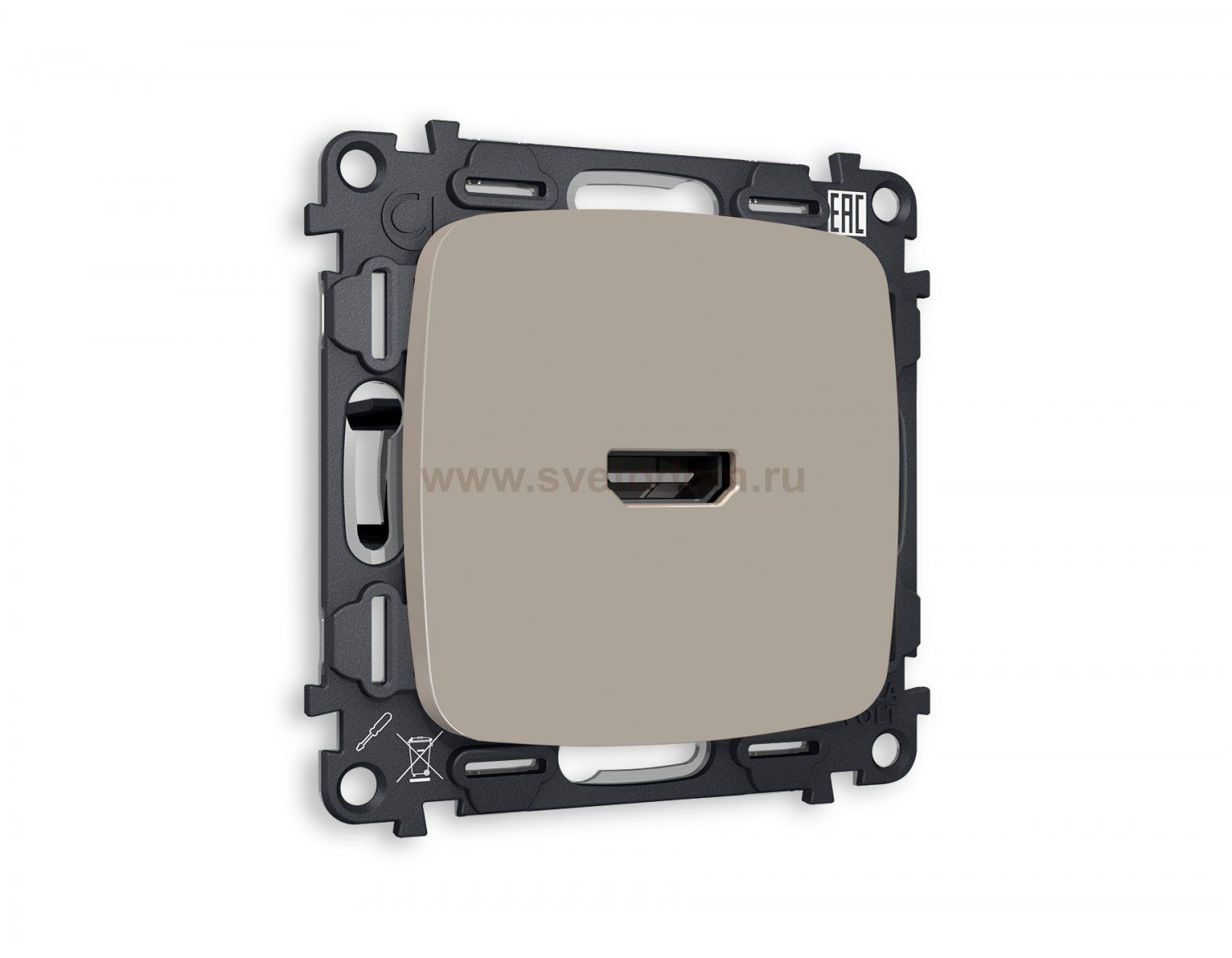 Комплект механизма розетки HDMI 2.0 OMEGA MO374010 Серо-бежевый матовый 40V/500MO 2.0GHz 5-18Gbit/s QUANT Ambrella Volt