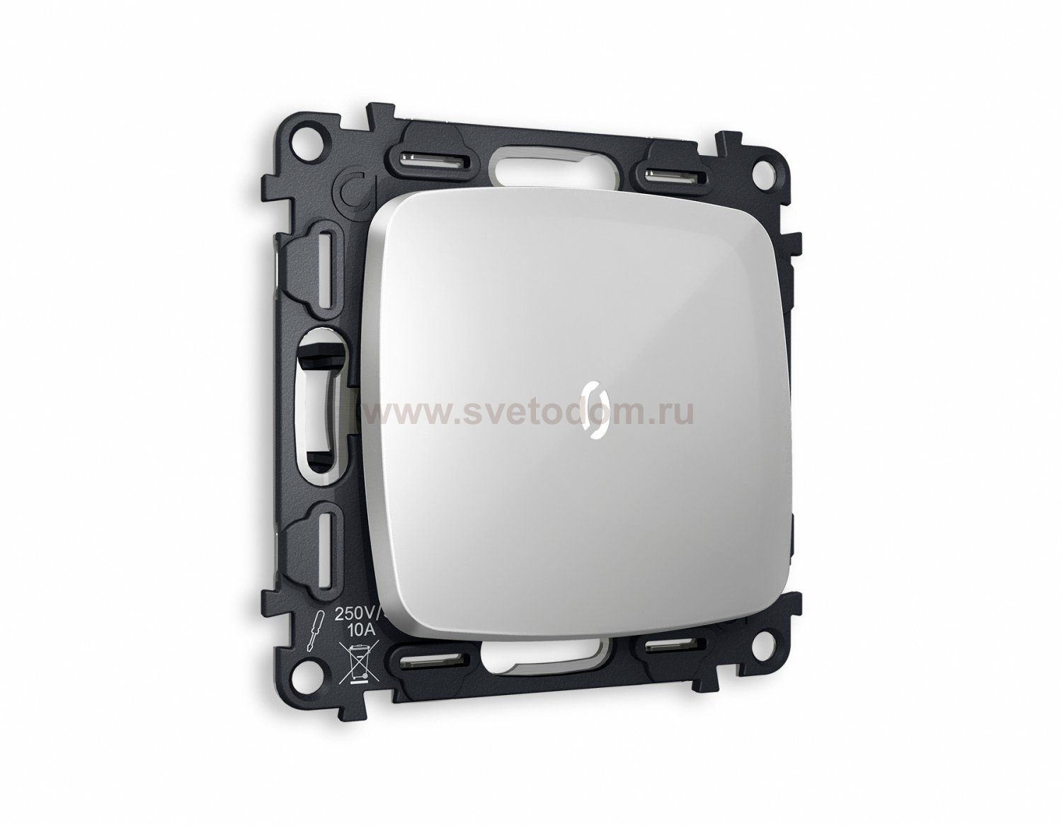 Комплект механизма 1-клавишного выключателя с подсветкой 5600K OMEGA MO402015 Серебро глянец QUANT Ambrella Volt