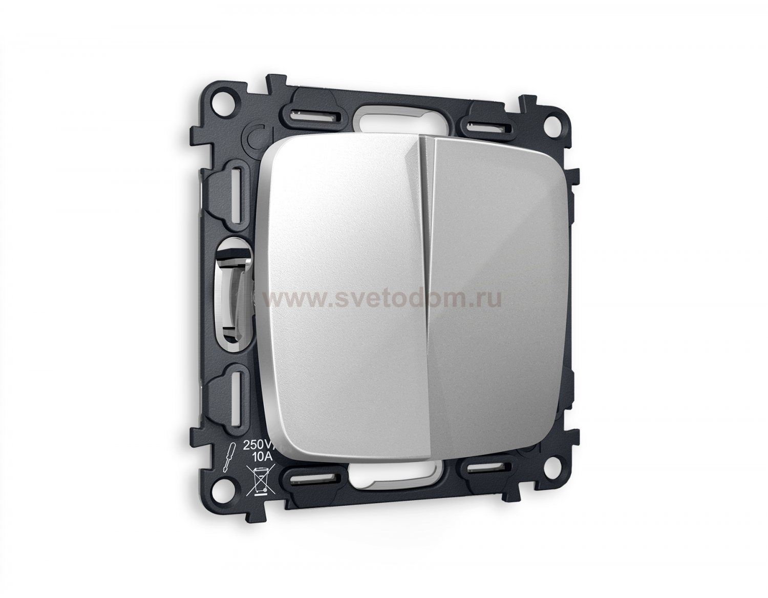 Комплект механизма 2-клавишного выключателя OMEGA MO403010 Серебро глянец QUANT Ambrella Volt