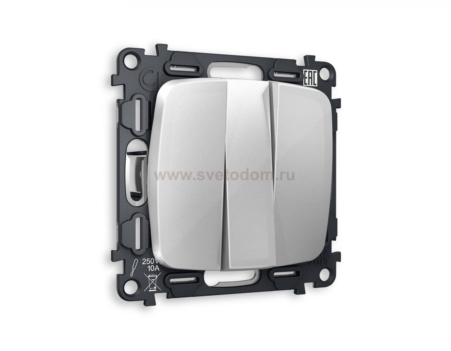 Комплект механизма 3-клавишного выключателя OMEGA MO405010 Серебро глянец QUANT Ambrella Volt