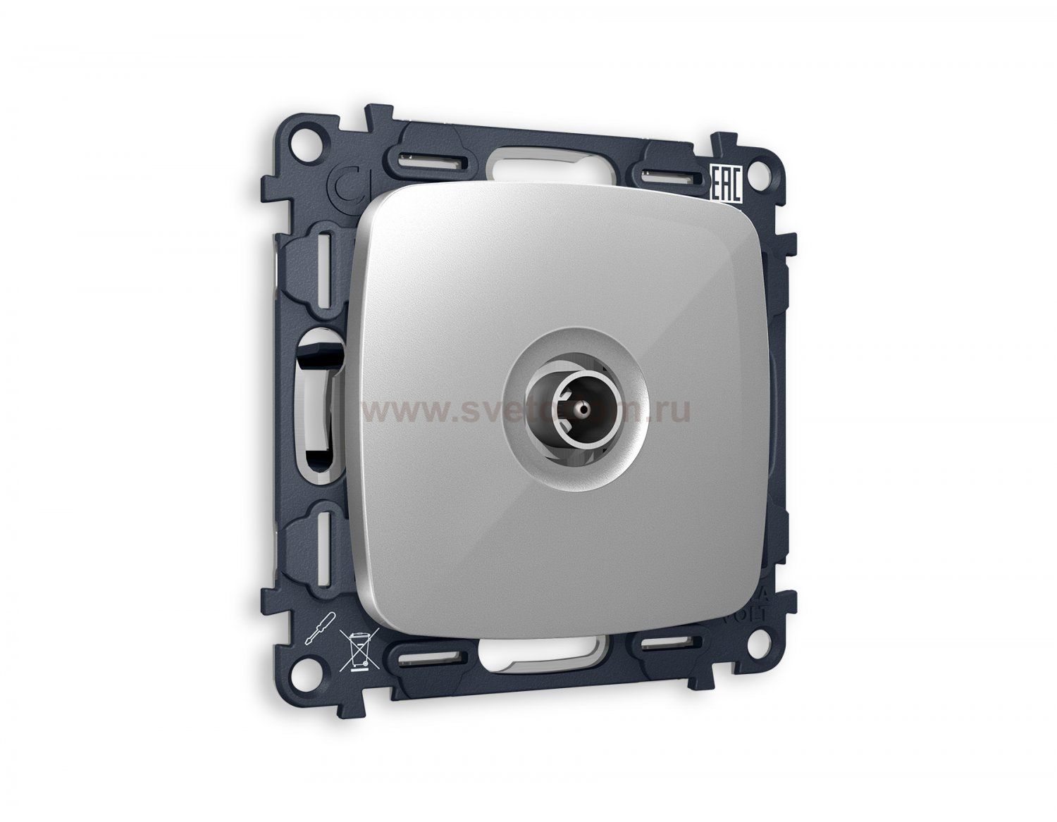 Комплект механизма TV розетки оконечной OMEGA MO413010 Серебро глянец 50-870 MHz 1dB QUANT Ambrella Volt