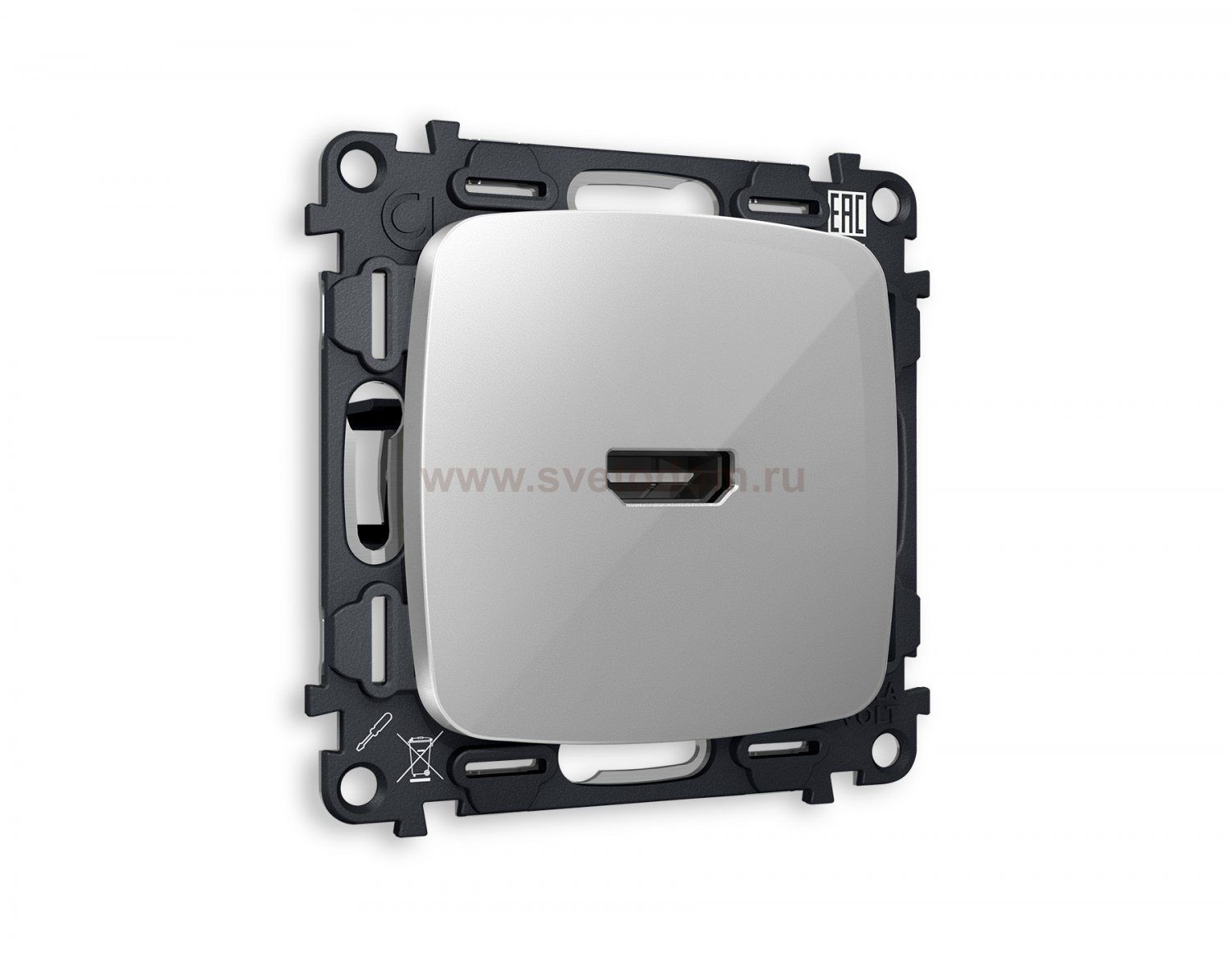 Комплект механизма розетки HDMI 2.0 OMEGA MO414010 Серебро глянец 40V/500mA 2.0GHz 5-18Gbit/s QUANT Ambrella Volt