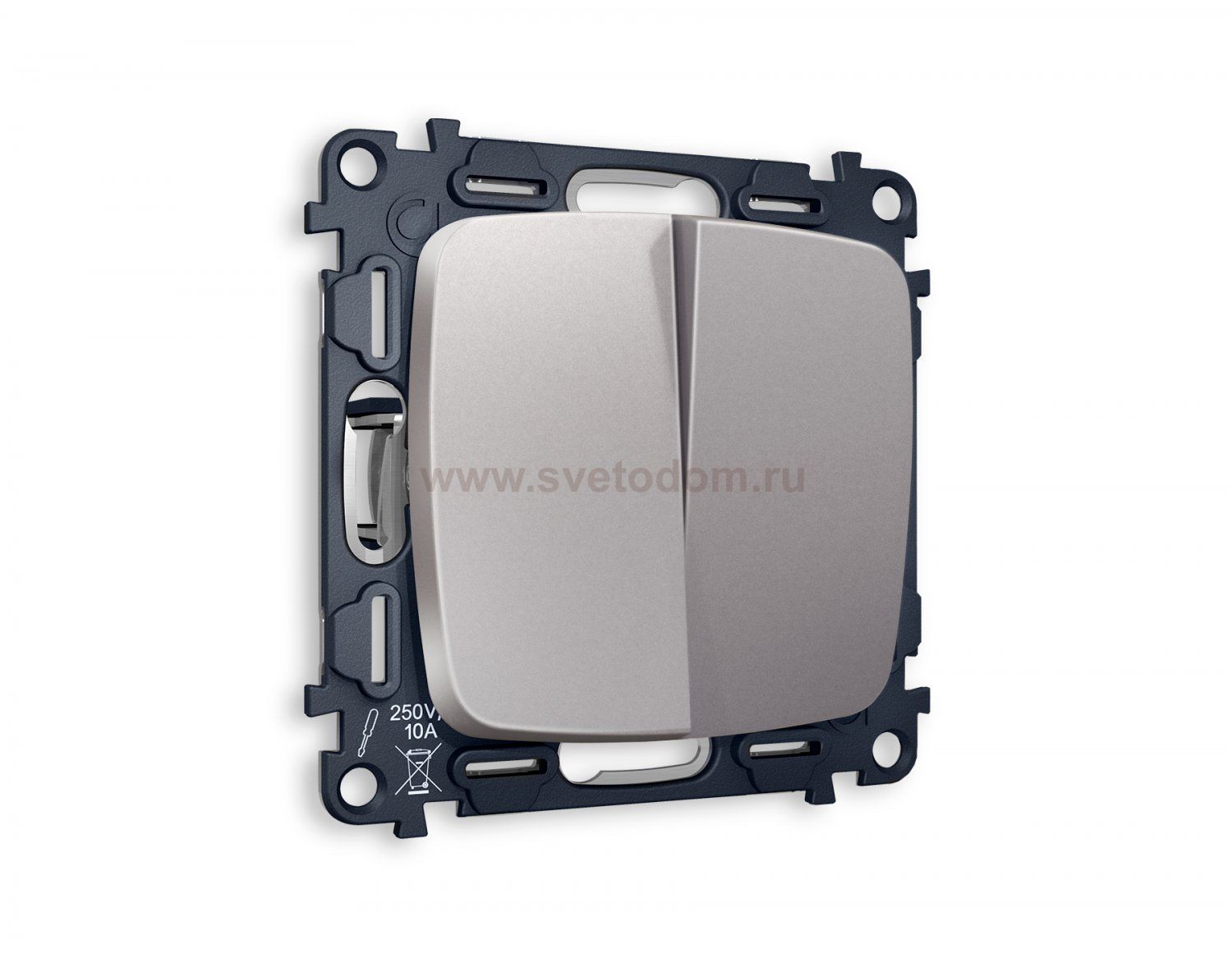 Комплект механизма 2-клавишного проходного выключателя OMEGA MO503020 Сталь матовый QUANT Ambrella Volt