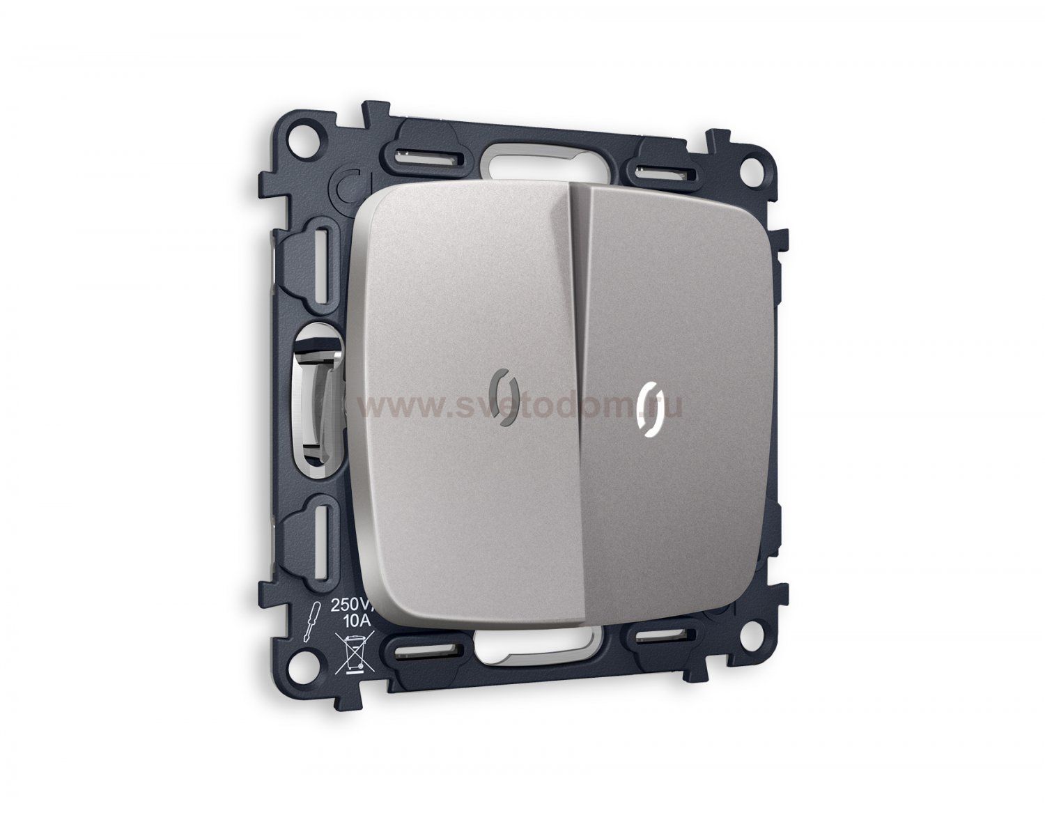 Комплект механизма 2-клавишного выключателя с подсветкой 5600K OMEGA MO504015 Сталь матовый QUANT Ambrella Volt