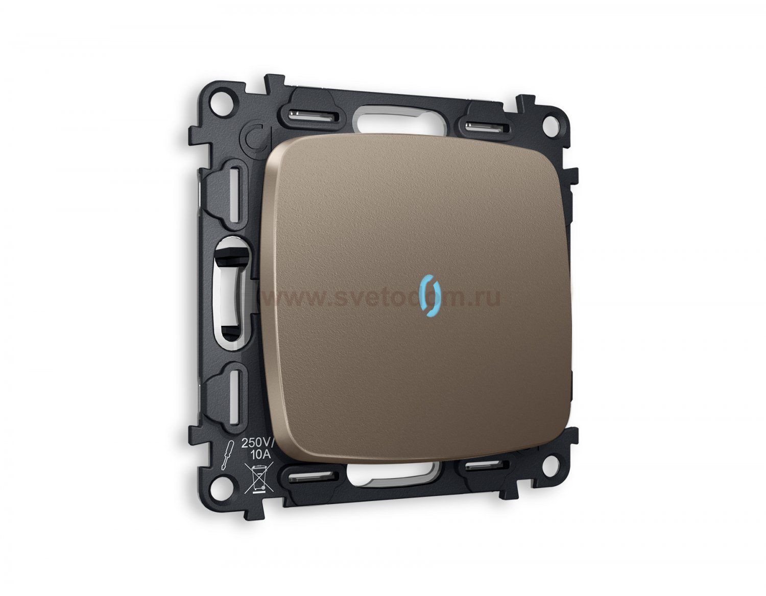 Комплект механизма 1-клавишного выключателя с подсветкой 10000K OMEGA MO632020 Темная бронза матовый QUANT Ambrella Volt