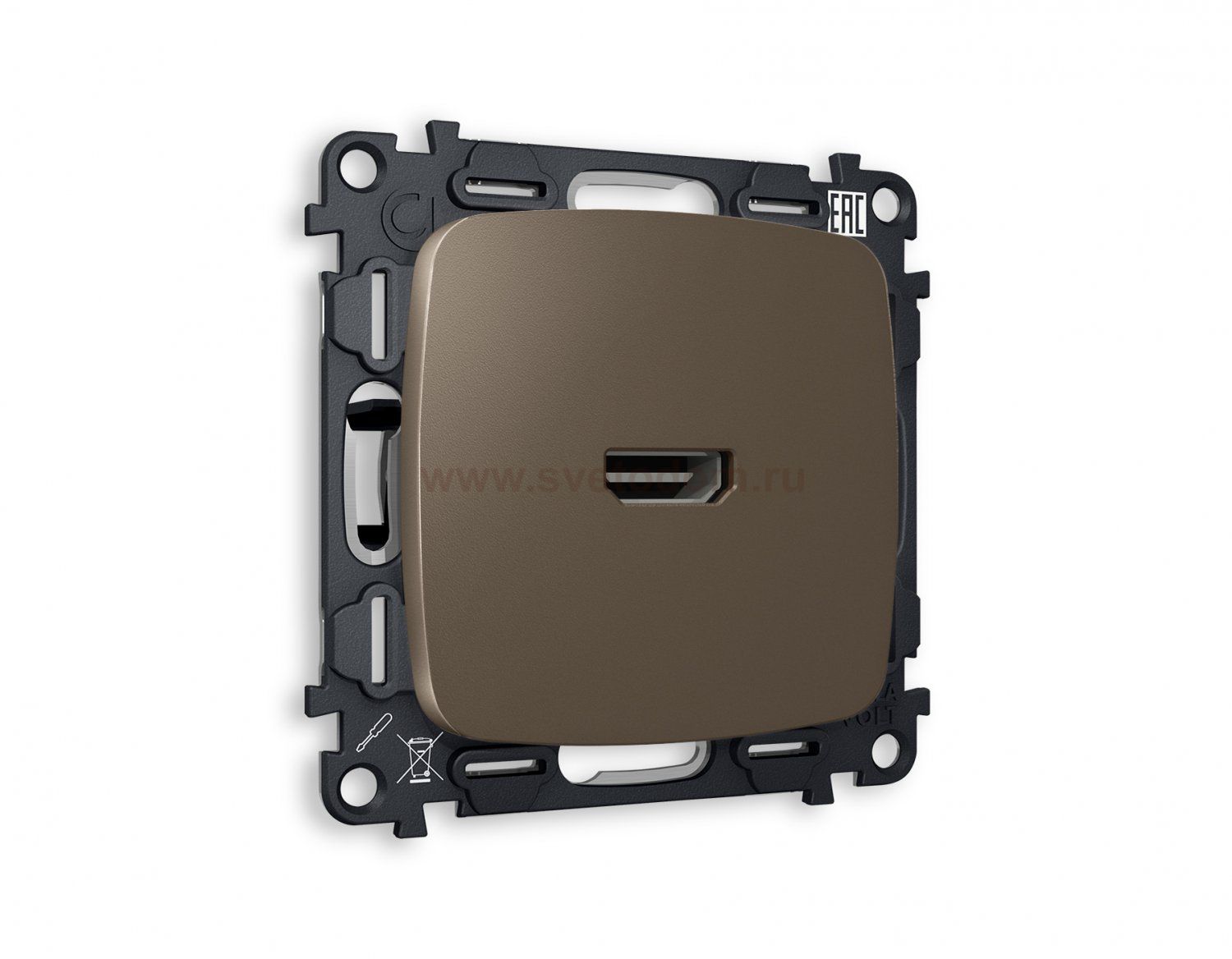 Комплект механизма розетки HDMI 2.0 OMEGA MO644010 Темная бронза матовый 40V/500mA 2.0GHz 5-18Gbit/s QUANT Ambrella Volt