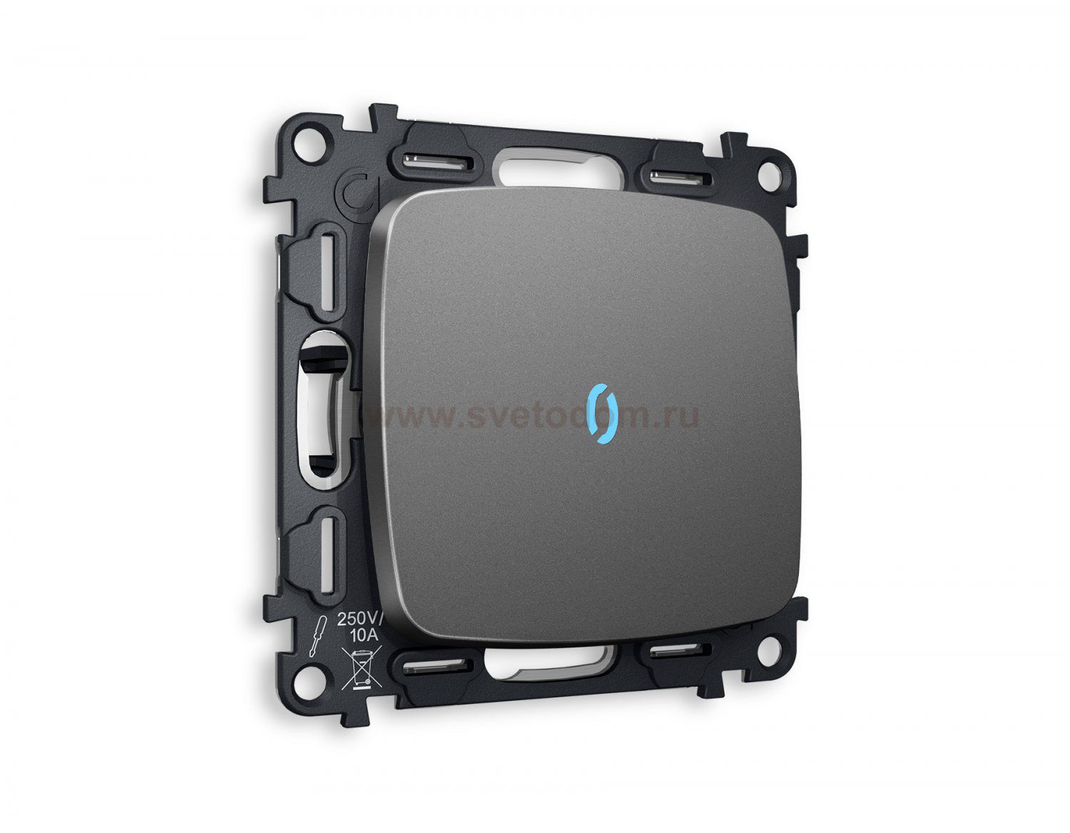 Комплект механизма 1-клавишного выключателя с подсветкой 10000K OMEGA MO652020 Антрацит серый QUANT Ambrella Volt