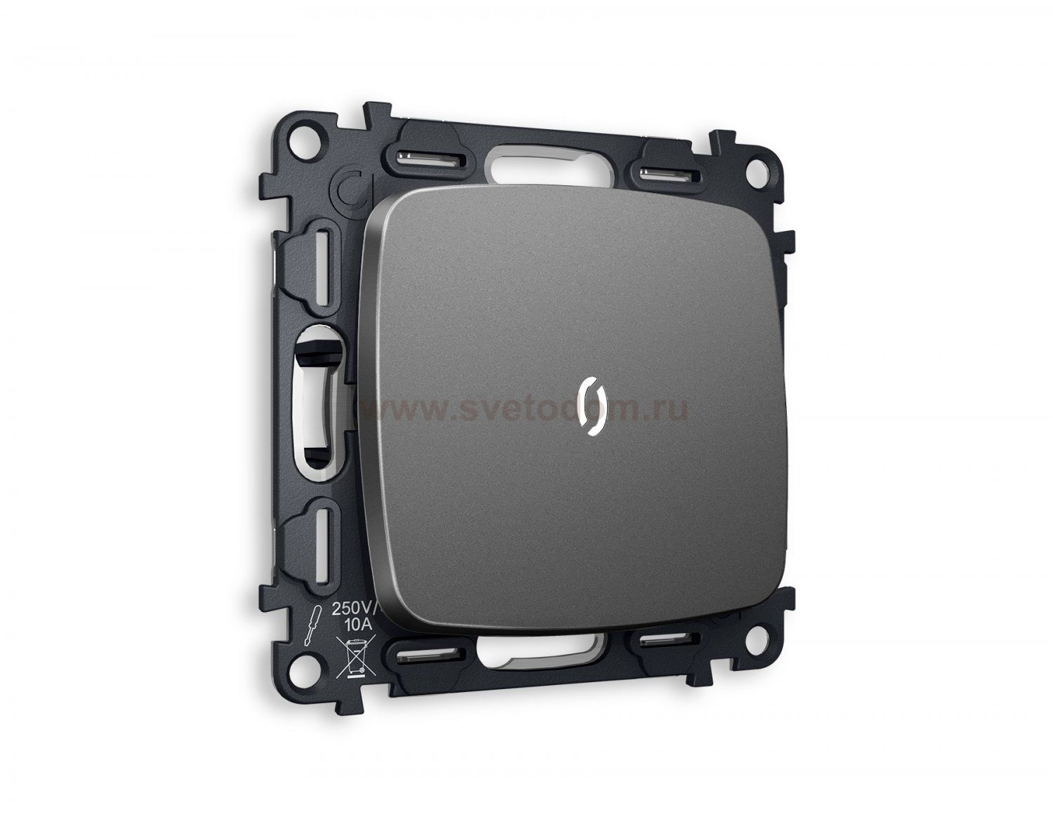 Комплект механизма 1-клавишного проходного выключателя с подсветкой 5600K OMEGA MO652035 Антрацит серый QUANT Ambrella Volt