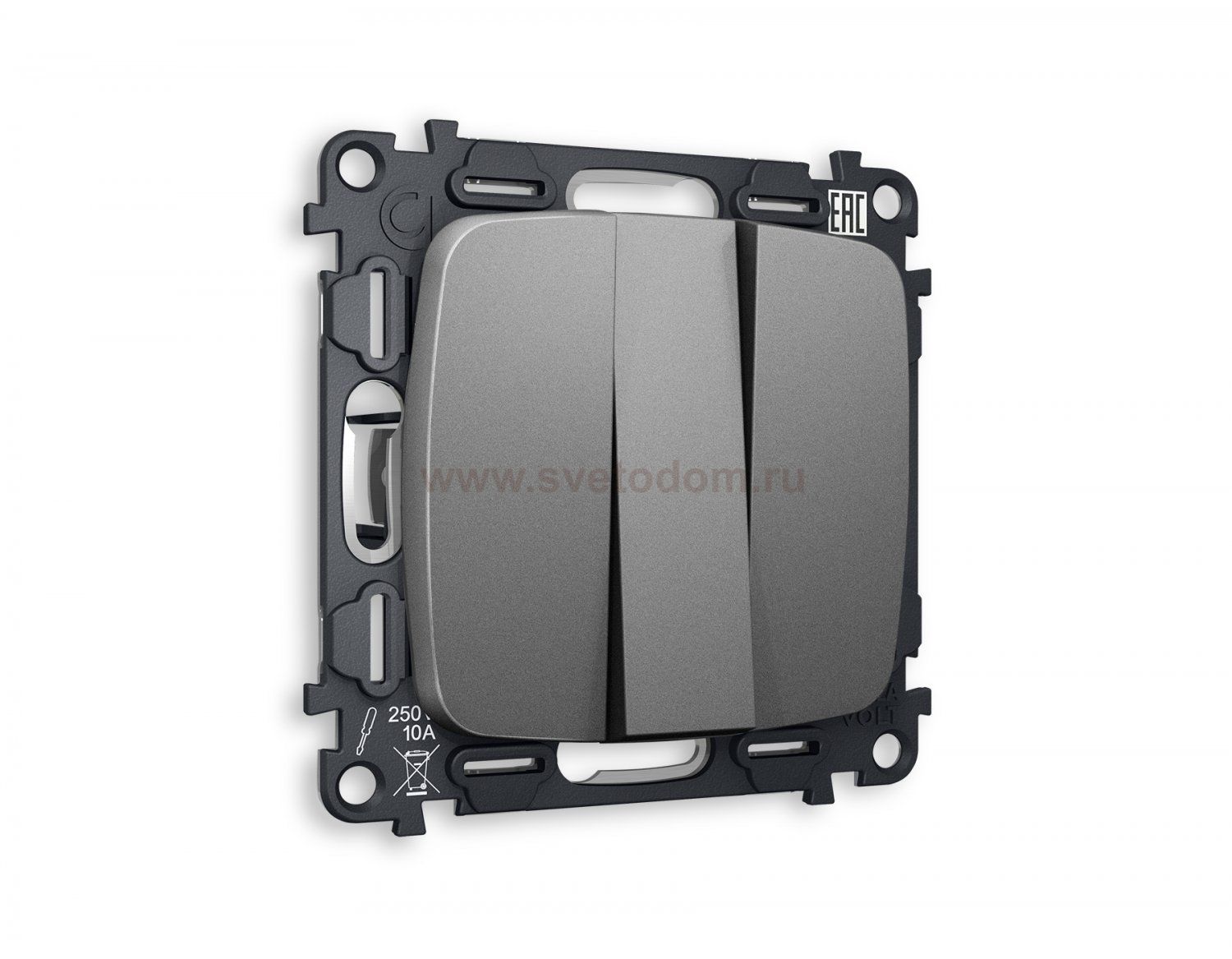 Комплект механизма 3-клавишного выключателя OMEGA MO655010 Антрацит серый QUANT Ambrella Volt