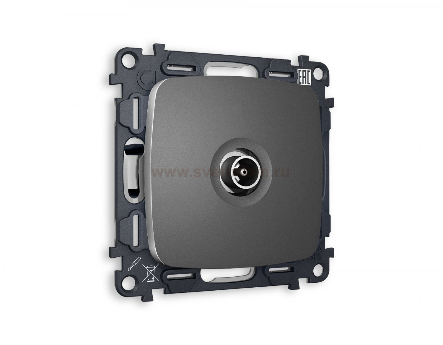 Комплект механизма TV розетки проходной OMEGA MO663030 Антрацит серый 5-1000 MHz 4dB QUANT Ambrella Volt