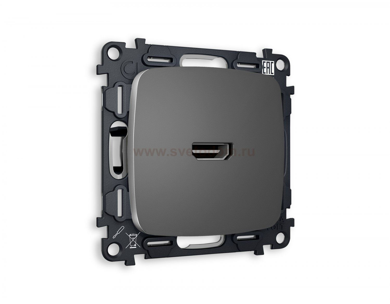 Комплект механизма розетки HDMI 2.0 OMEGA MO664010 Антрацит серый 40V/500mA 2.0GHz 5-18Gbit/s QUANT Ambrella Volt