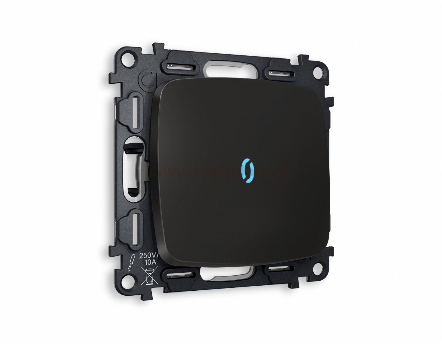 Комплект механизма 1-клавишного выключателя с подсветкой 10000K OMEGA MO802020 Черный матовый QUANT Ambrella Volt