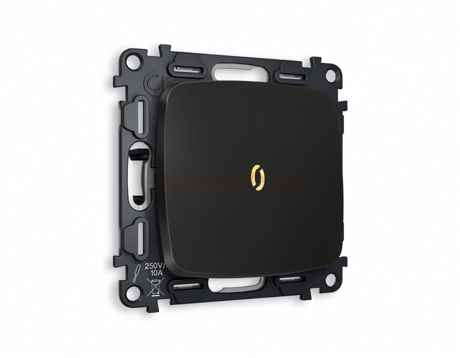 Комплект механизма 1-клавишного проходного выключателя с подсветкой 3200K OMEGA MO802030 Черный матовый QUANT Ambrella Volt