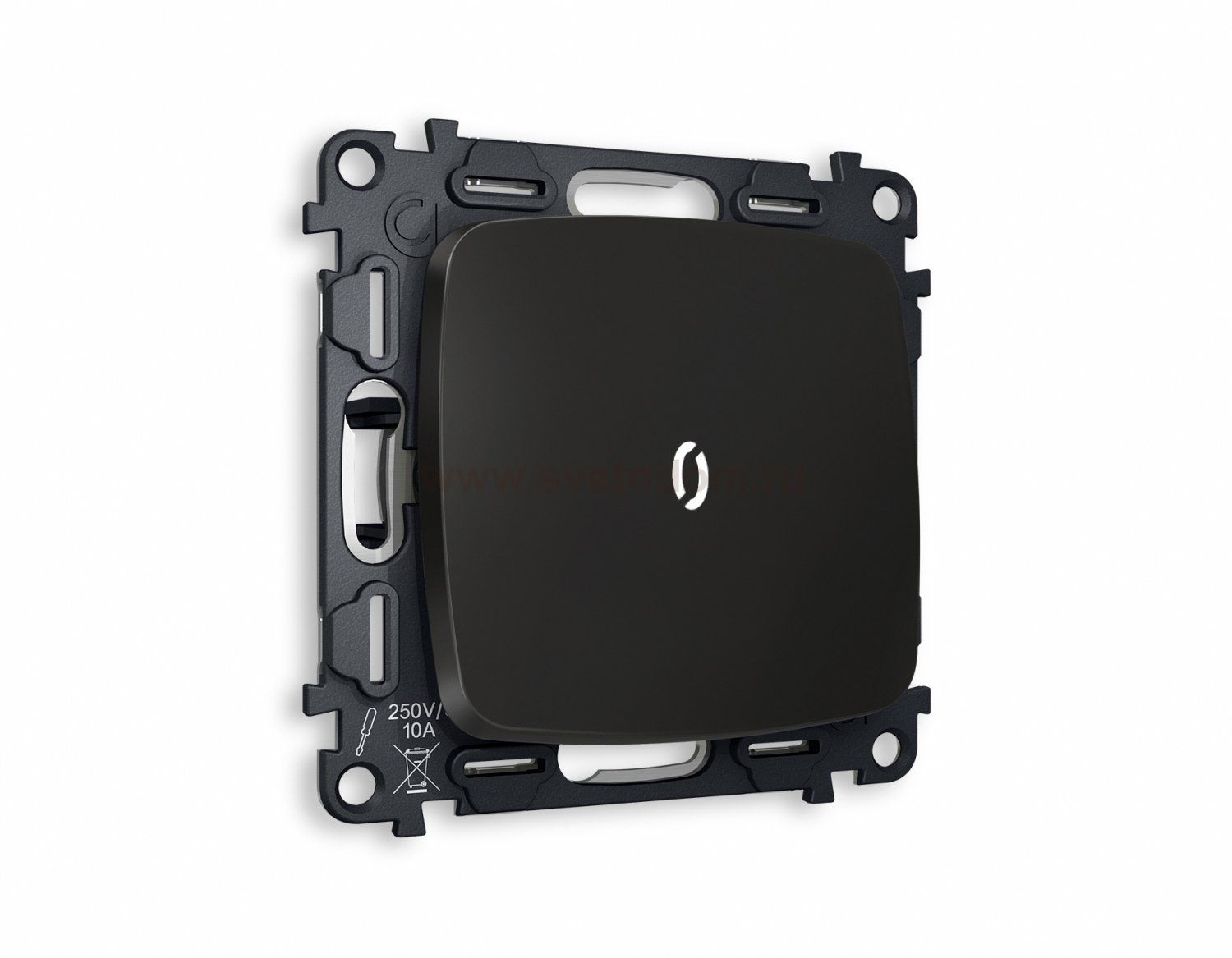 Комплект механизма 1-клавишного проходного выключателя с подсветкой 5600K OMEGA MO802035 Черный матовый QUANT Ambrella Volt