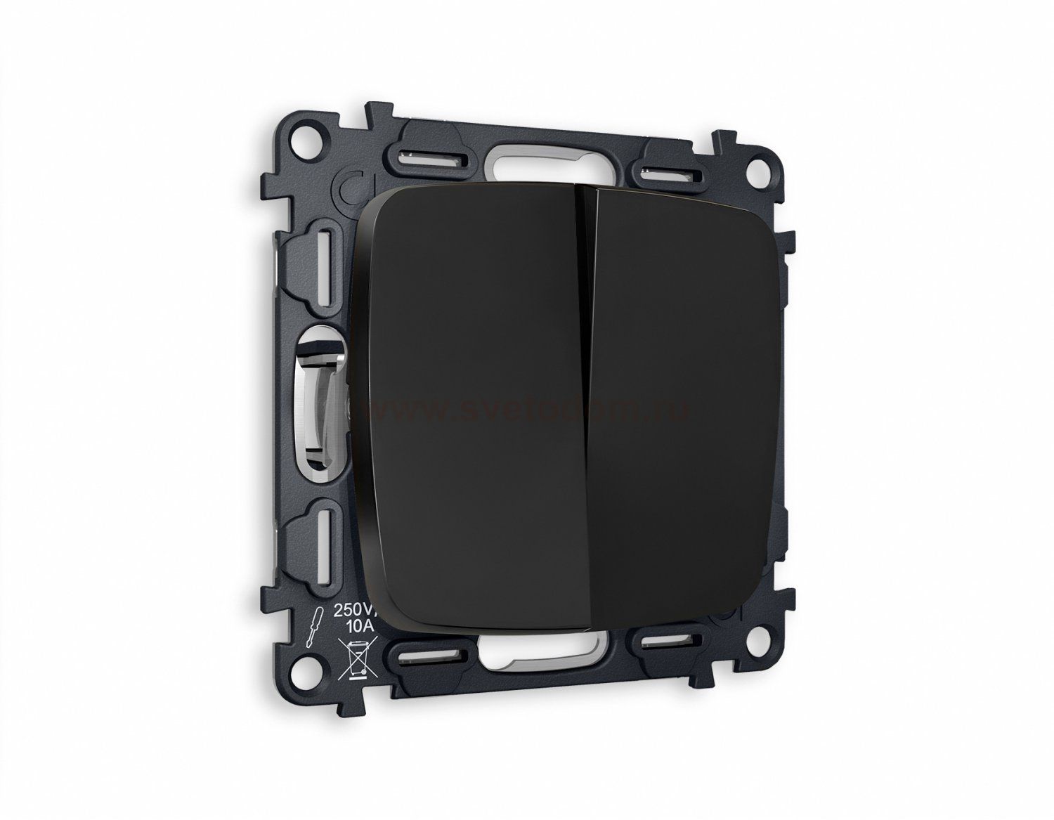 Комплект механизма 2-клавишного проходного выключателя OMEGA MO803020 Черный матовый QUANT Ambrella Volt