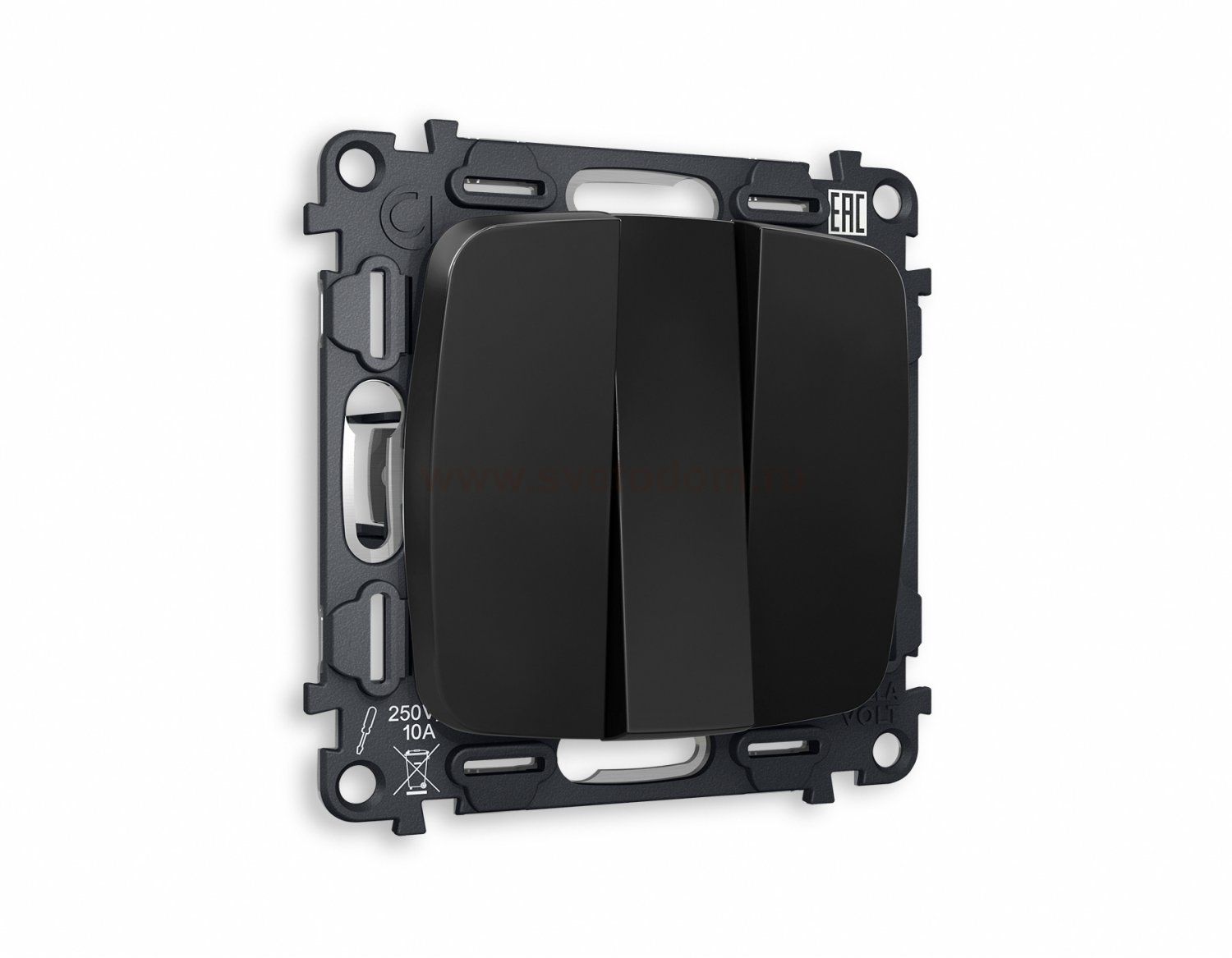 Комплект механизма 3-клавишного выключателя OMEGA MO805010 Черный матовый QUANT Ambrella Volt